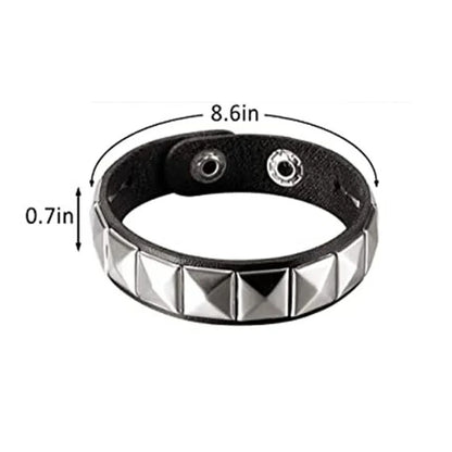 New Punk Fashion Black Leather Cuff Bracelet for Men & Women - Rivets Stud Charm Wristband Bangle, Gothic Jewelry 2024