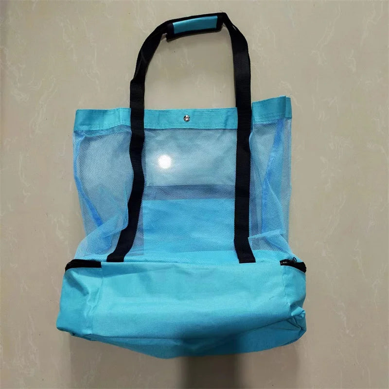 Women’s Waterproof Picnic & Beach Tote Bag – Double Layer Transparent Mesh Insulated Shopping Bag