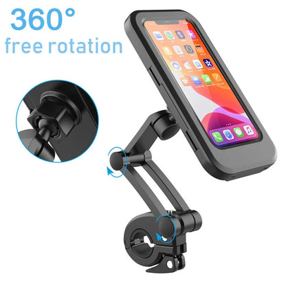 Universal Waterproof Motorcycle Bike Phone Holder - 360° Swivel Bicycle GPS Support, Adjustable Cellphone Holder for Motorcycle