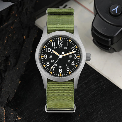 Militado ML05 Vintage Quartz Watch 38mm with VH31 Movement, Domed Sapphire Crystal, AR Coating & Luminous Dial