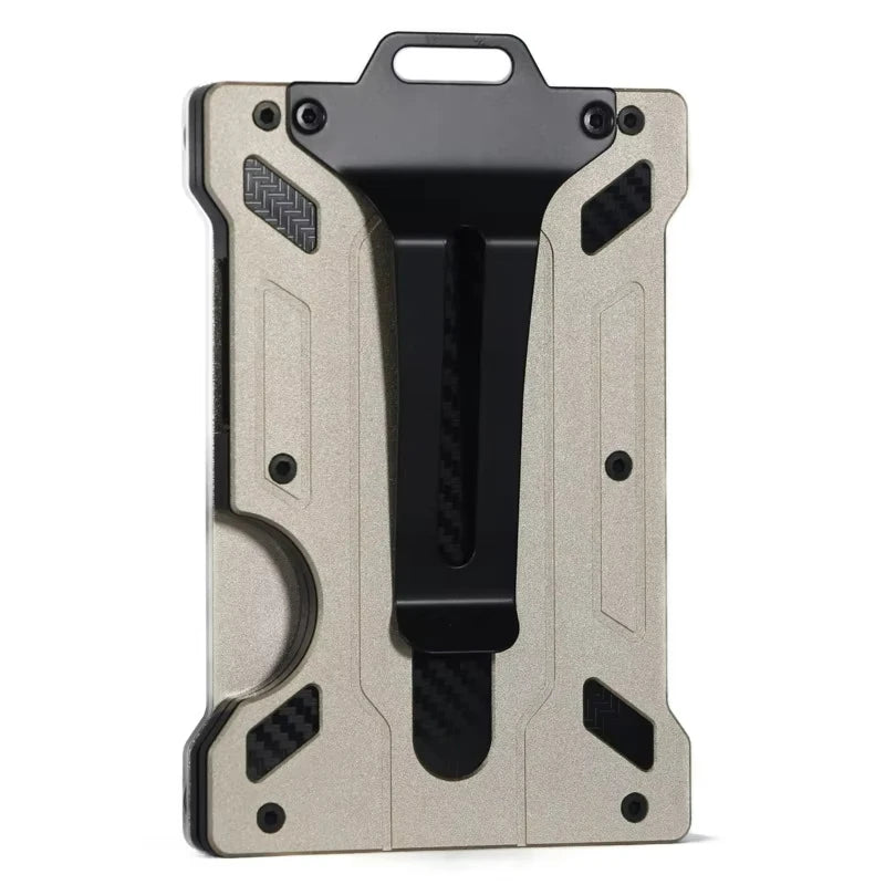 Minimalist Men’s Wallet – Slim RFID-Blocking Aluminum Money Clip with Clear ID Holder, Ultra-Thin Carbon Fiber Design