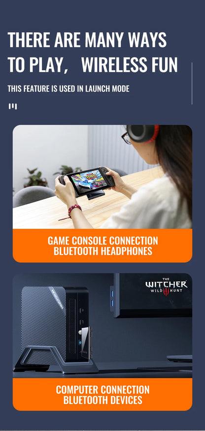 Bluetooth 5.4 Audio Transmitter Receiver – 3.5mm AUX Wireless Adapter with Mic & TF Card Support for Car, TV & PC