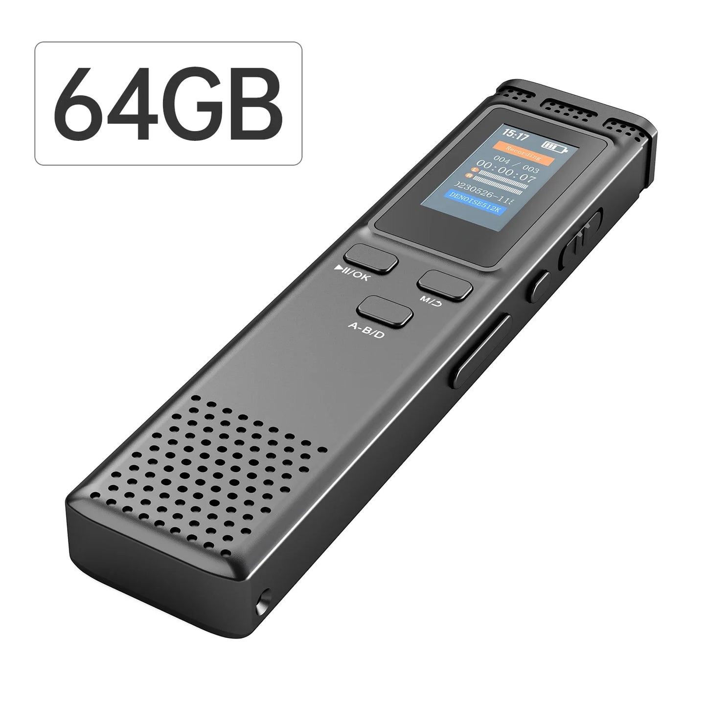 64GB/16GB/8GB Digital Voice Recorder – Voice Activated Audio Recording, Noise Reduction, MP3 Playback, 288hrs Storage