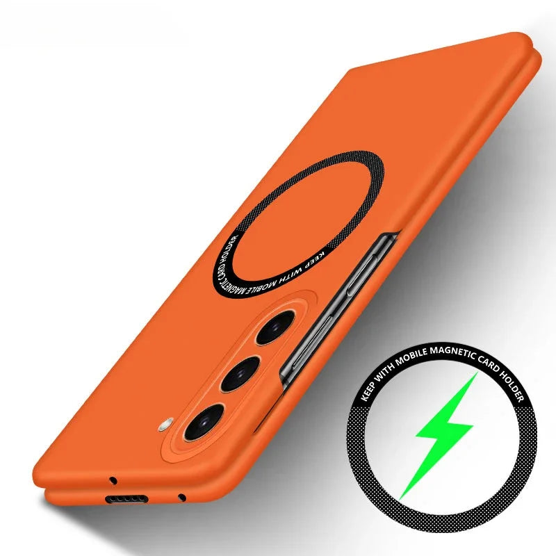 Ultra Thin Skin Feel Case for Samsung Galaxy Z Fold 3/4/5/6/7 – Magnetic Wireless Charging Compatible Fold Cover