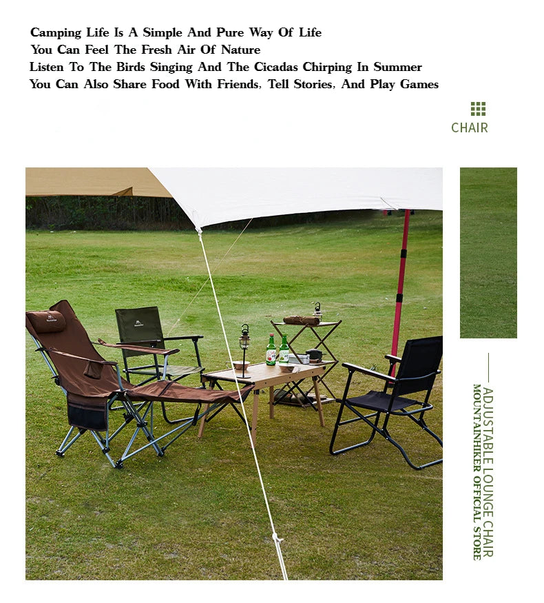 MOUNTAINHIKER 4-Speed Adjustable Folding Lounge Chair – Ultra-Light Portable Camping & Fishing Chair