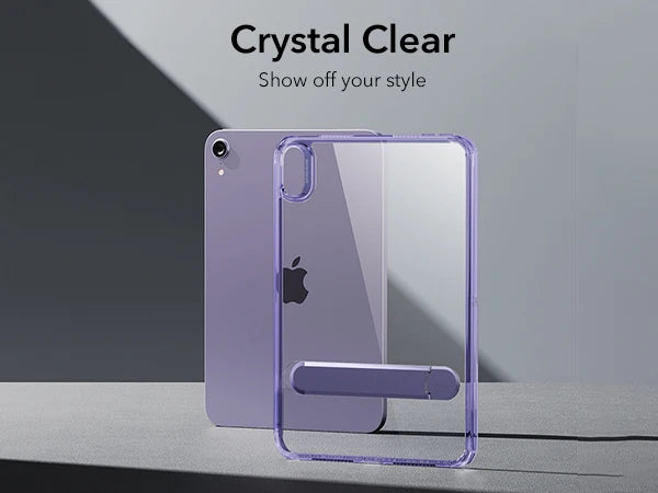 ESR Kickstand Case for iPad Mini 6/7 – Hybrid Protection Clear Back Cover with Stand & Pencil Support