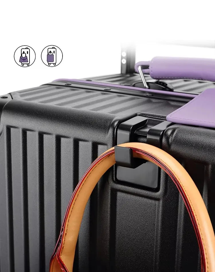 Aluminum Frame Rolling Luggage — Wide Handlebar Trolley Suitcase with Colorful Silent Spinner Wheels, TSA Lock & Large Capacity