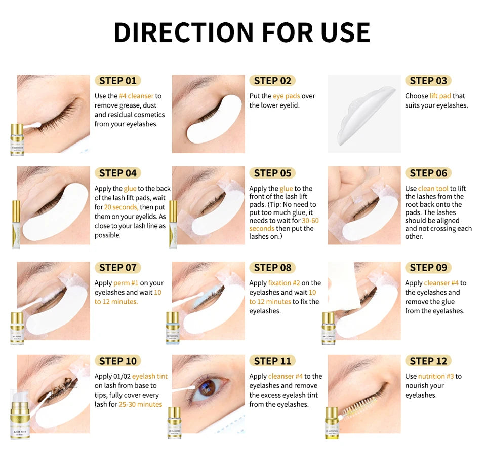 Professional Semi-Permanent Brow & Lash Lift Kit – Brow Lamination, Eyelash Perming & Tinting Makeup Set