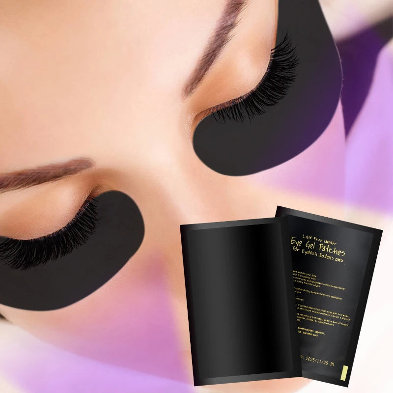 50 Pairs UV Black Hydrogel Eye Gel Patches | Eyelash Extension Padding & Makeup Stickers | Under Eye Gel Pads