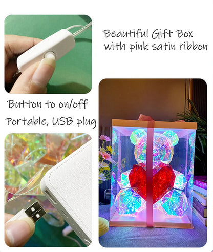 30cm Teddy Bear LED Gift Lamp – Colorful Romantic Light for Girls’ Birthday & Valentine’s