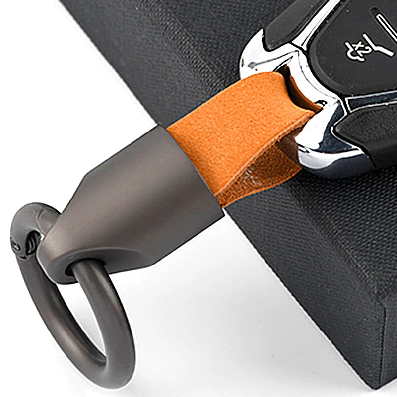 Cowhide Leather Keychains: Stylish Waist Belt Buckle Carabiner Car Pendant for Women & Men - Unique Bag Gift Accessory