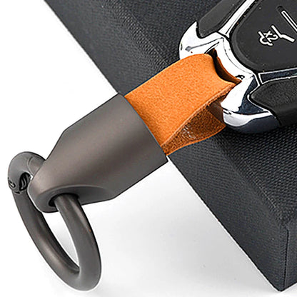 Cowhide Leather Keychains: Stylish Waist Belt Buckle Carabiner Car Pendant for Women & Men - Unique Bag Gift Accessory