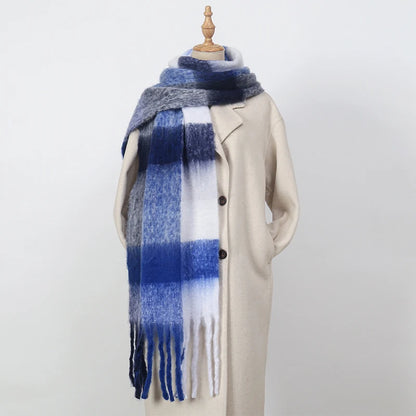 2025 Women's Winter Thick Cashmere Scarf – Warm Pashmina Shawl with Rainbow Tassels & Wraps