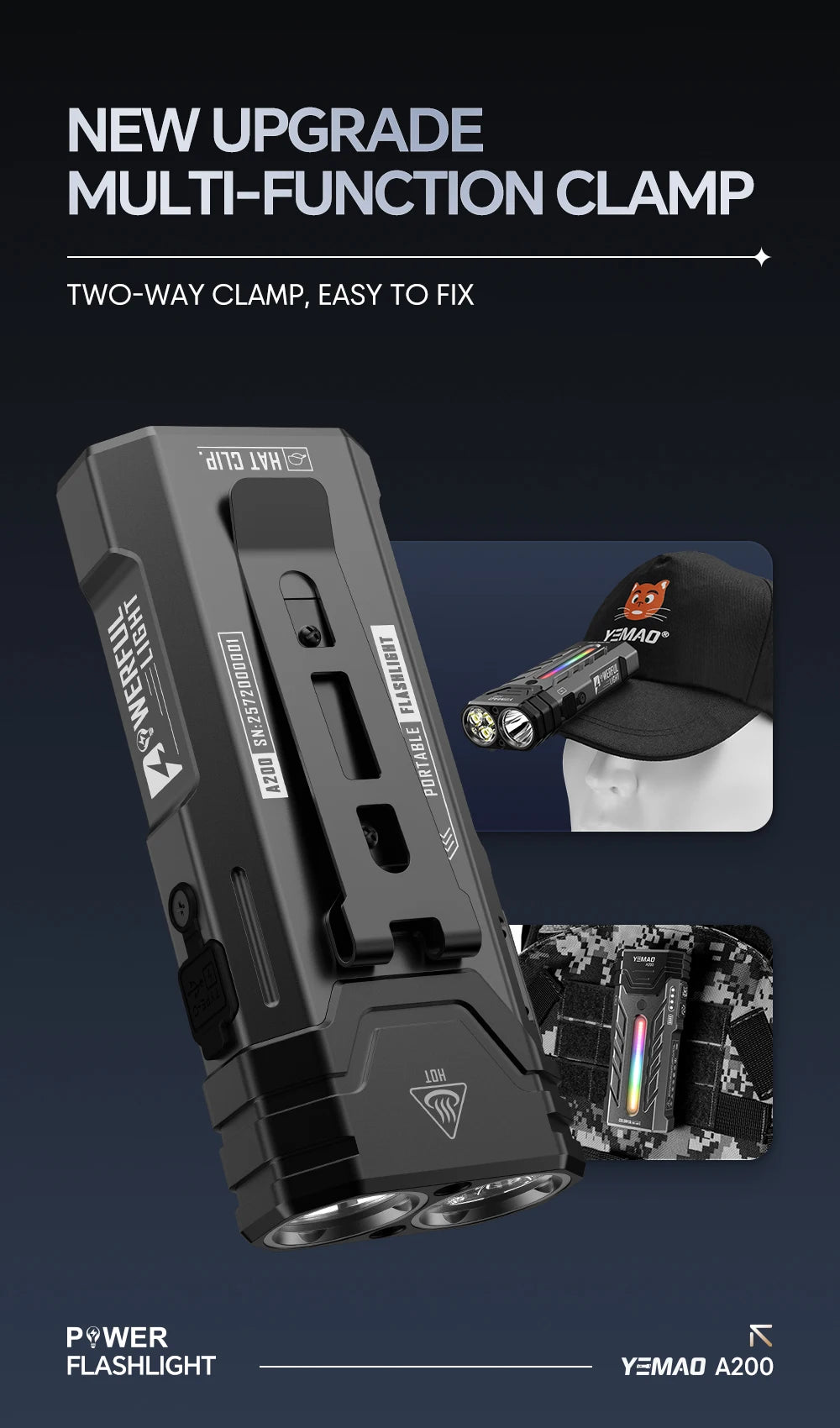 5200LMS Multi-Functional Portable LED Flashlight – Magnetic Torch for Hiking, Camping & Outdoor Adventures