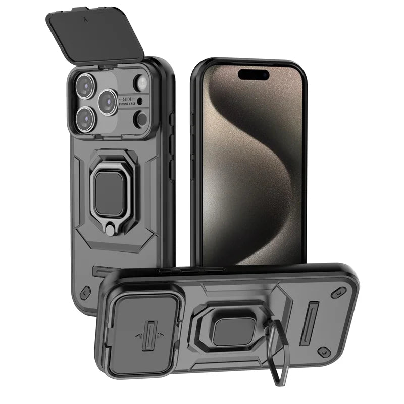 Armor iPhone 17 Pro Max Case – Slide Camera Protection with Ring Holder Cover