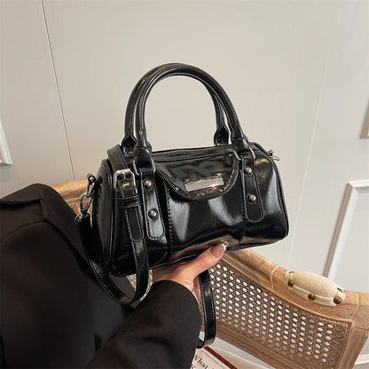 Burgundy Mini Top-Handle Bag for Women — PU Leather Shoulder & Crossbody Handbag 2024 Luxury Designer