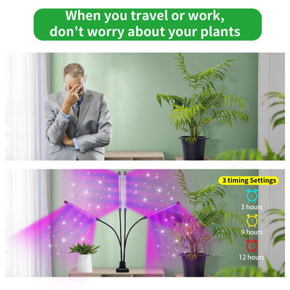 USB LED Plant Grow Light — Indoor Garden Full Spectrum Lamp with 10 Dimmable Levels, Timer Settings 3H/9H/12H for Hydroponic & Greenhouse Plants