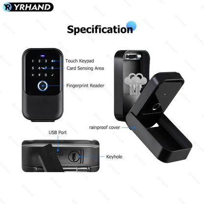 YRHAND TTlock Smart Password Fingerprint Lock Box – Digital Card & Tuya-Compatible Portable IP66 Security for Smart Homes