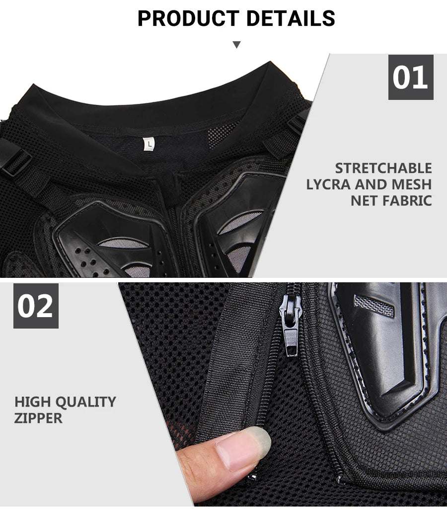 5XL Men's Motorcycle Jacket – Full Body Armor Protection for Motocross, Enduro Racing, Moto Gear & Protective Clothing