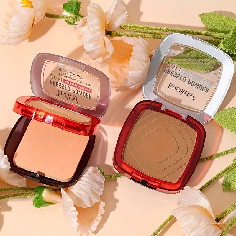 Matte Full Coverage Pressed Powder Foundation - 24H Fresh Wear with Puff Applicator, Weightless Finish Makeup