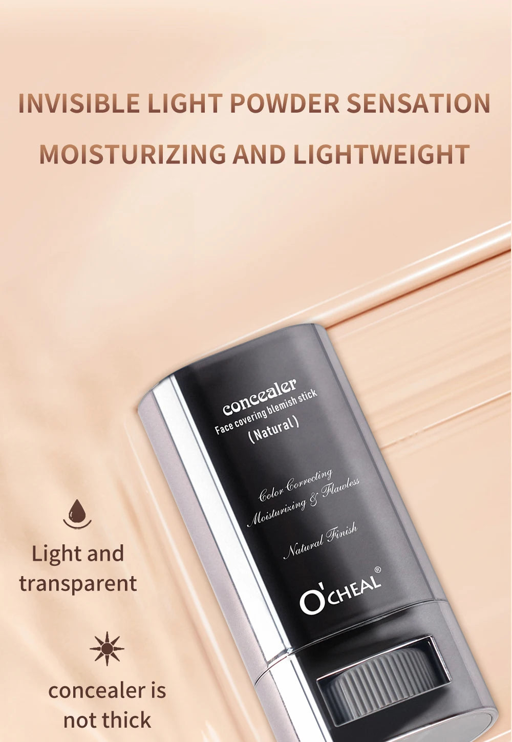 Ocheal Foundation and Contour Stick – Long-Wear Lightweight Concealer, Bronzer, and Brightening Makeup Pen