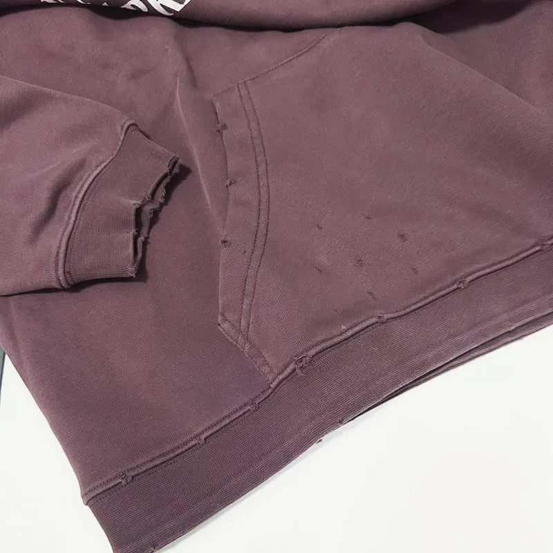 2025SS Ripped E.R.D. Hoodie – Men & Women Slogan Print Short Wide Sweatshirt