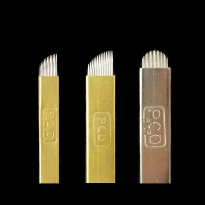 Golden Tebori 3D Tattoo Pen – 40PCS 12PCD Microblading Needles for Professional Eyebrow Permanent Makeup