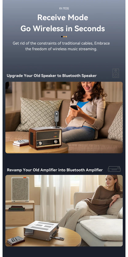 Essager Bluetooth 5.1 Audio Receiver & Transmitter – 3.5mm AUX Wireless Adapter with Mic for PC, TV, Car & Speakers