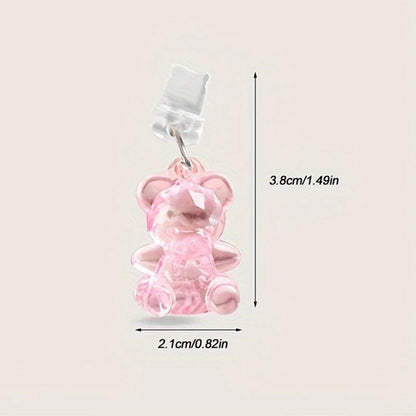 Kawaii Phone Dust Plug Charm - Acrylic Bear Jack Dust Protection Stopper, Anti-Dust Cap for Charge Port