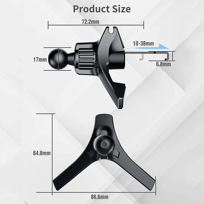 17mm Ball-Head Car Air Vent Clip — Universal Air Outlet Phone Holder Hook Clamp for Mobile & GPS