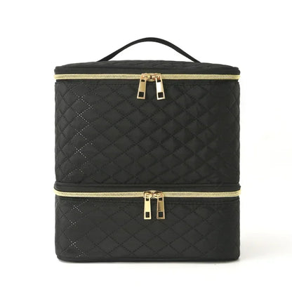 Nail Polish & Essential Oil Storage Bag – Portable Double-Layer Cosmetic Organizer with 30 Compartments