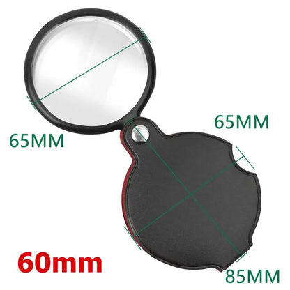 10X Folding Magnifier – Portable Handheld Loupe for Jewelry & Reading, Mini Pocket Lens for Elderly (50/60/70mm)
