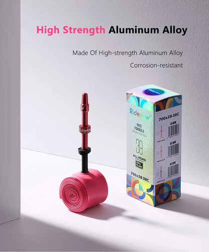 Ridenow Upgraded Metal Nozzle 700c TPU Inner Tube – 700x18-32c Road Bike Tube with Removable Valve Cores