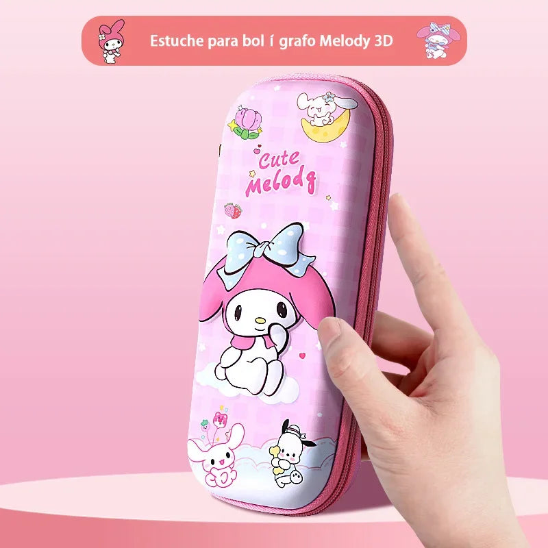 Sanrio 3D Kuromi, My Melody & Cinnamoroll Pencil Case - Large Capacity Cartoon Stationery Bag for Students