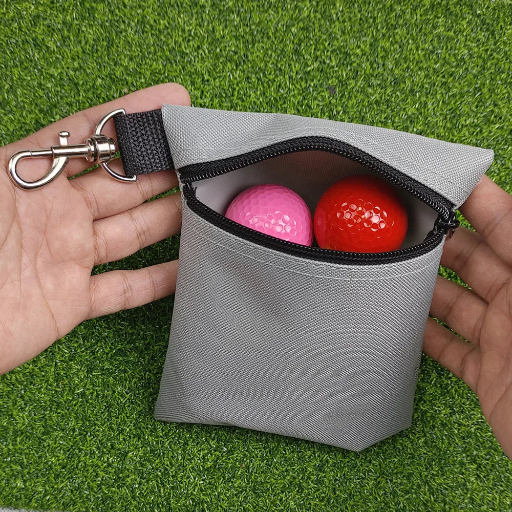 Golf Tee Pouch – Zipper Golf Ball Bag with Metal Lobster Claw Clip for Men & Women, Valuables Holder