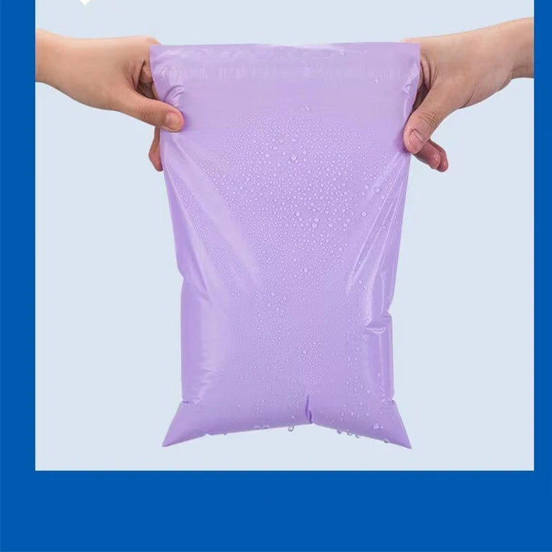 50PCS Purple Courier Mailer Bags - Self-Adhesive Poly Packaging for Mailing, Express Shipping, and Postal Pouches