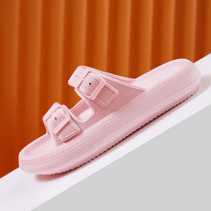 Thick Platform Cloud Slippers Women - Fashion Buckle Soft Sole Pillow Slides Sandals for Summer Beach, Non-Slip Flip Flops