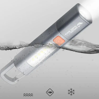 Strong Lighting ABS Flashlight - USB Rechargeable Portable Outdoor Camping Lamp with Telescopic Focus & COB Side Light