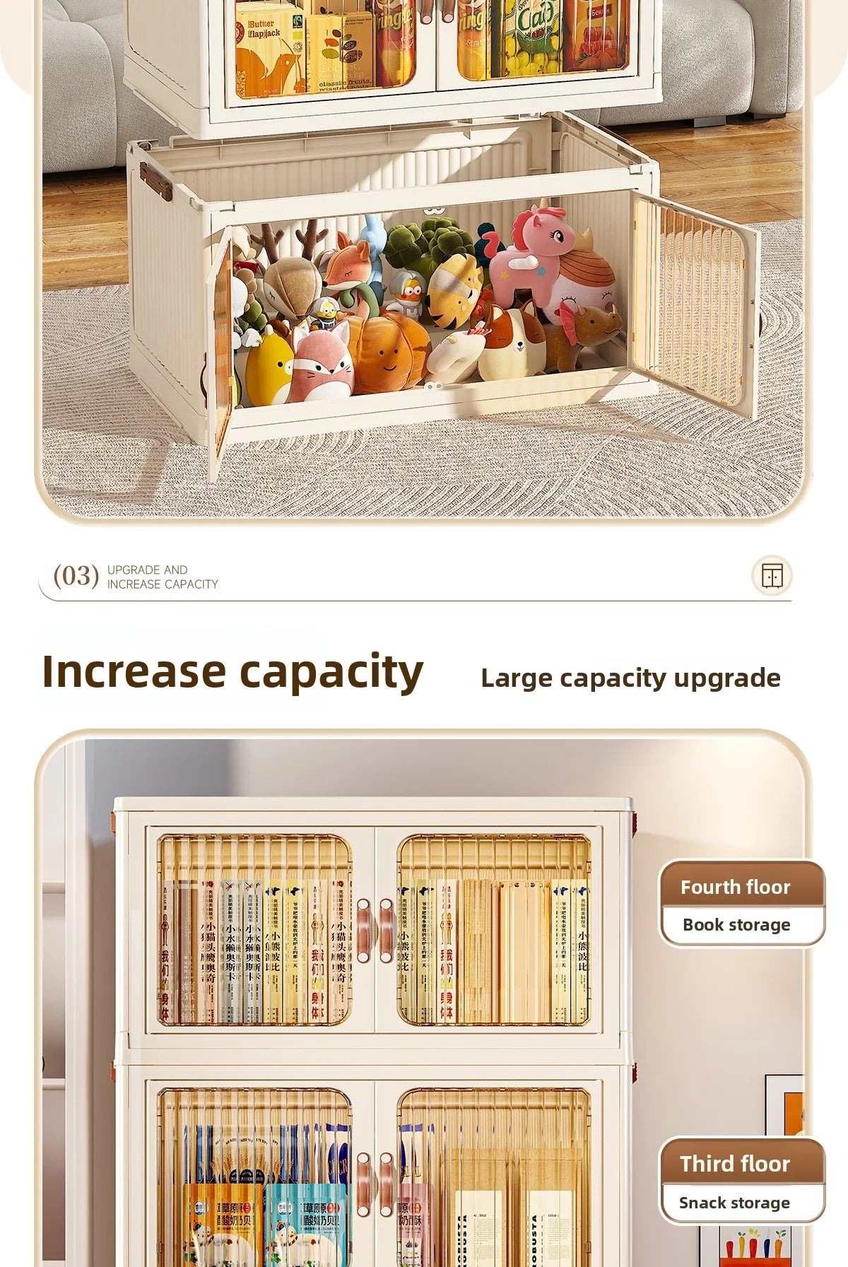 Large Capacity Collapsible Storage Bin — Plastic Organizer with Lid for Clothes, Toys & Blankets, Stackable & Portable for Bedroom or Nursery