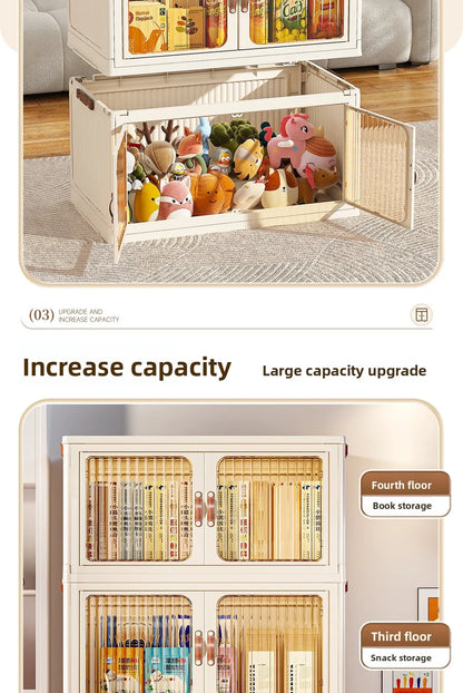 Large Capacity Collapsible Storage Bin — Plastic Organizer with Lid for Clothes, Toys & Blankets, Stackable & Portable for Bedroom or Nursery