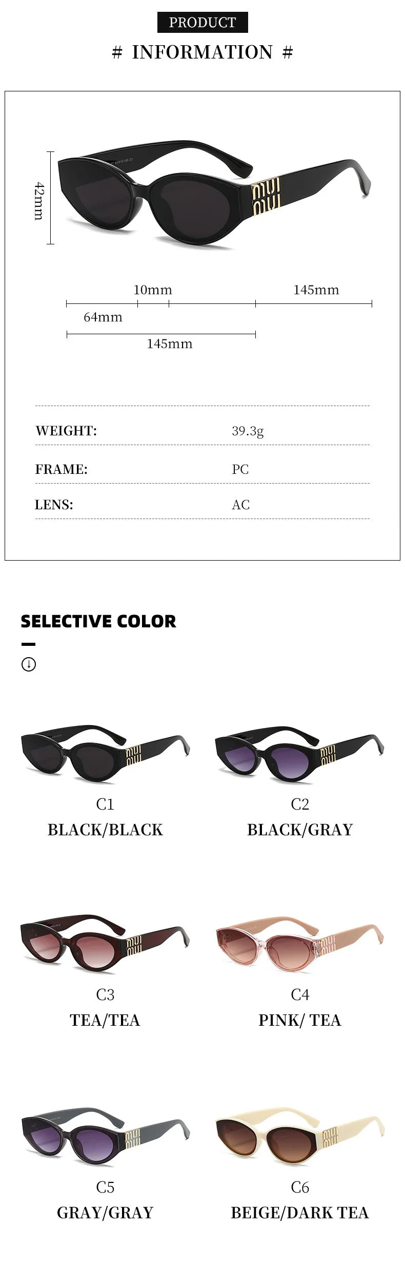 Luxury MUI MUI Designer Glasses – Stylish Cateye Eyewear for Women & Men, UV400 Protection