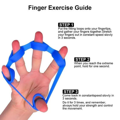 Silicone Finger Gripper - Hand Grip Resistance Band for Gym Workout & Strength Training | Wrist Stretcher & Five Finger Expander