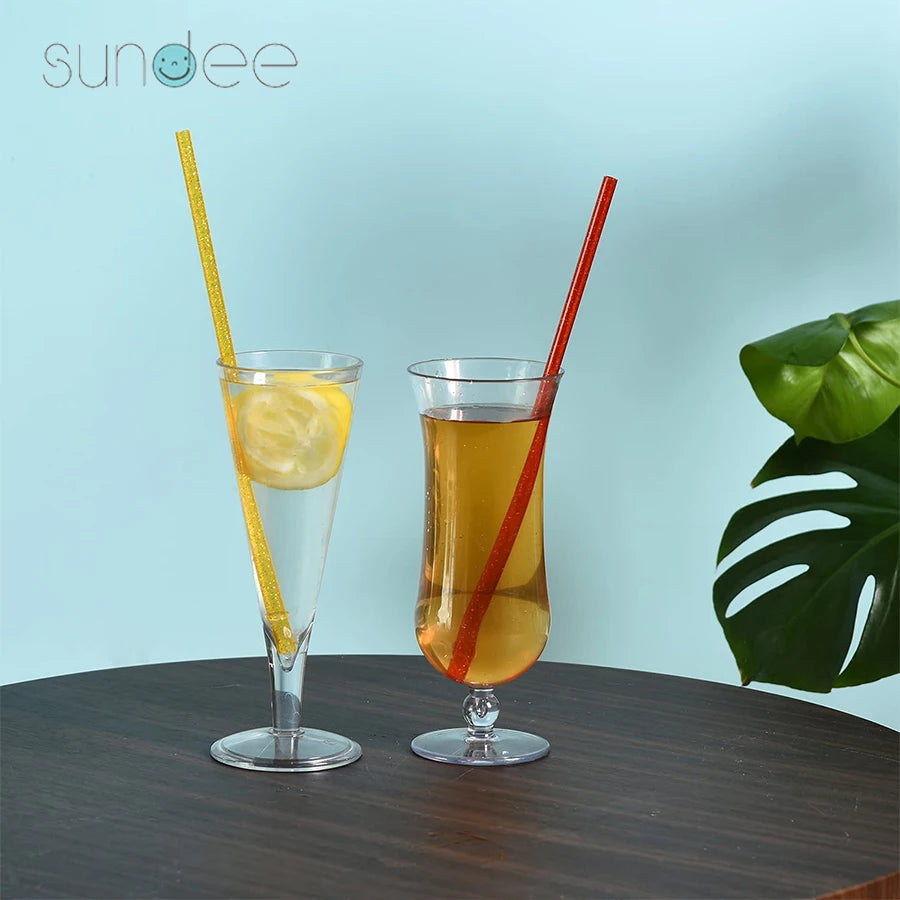 12Pcs Colorful Glitter Reusable Drinking Straws - 11-Inch Eco-Friendly Plastic Straws with Cleaning Brush, Assorted Mixed Colors Set