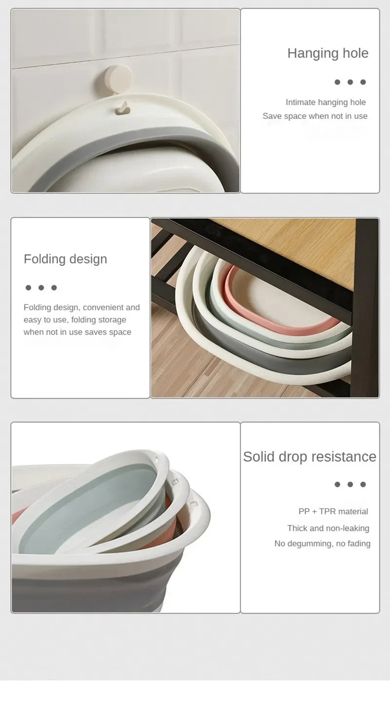 Portable Plastic Folding Wash Basin – Laundry Tub & Bath Basin for Adults and Babies, Kitchen & Bathroom Accessory