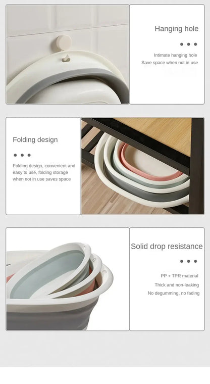 Portable Plastic Folding Wash Basin – Laundry Tub & Bath Basin for Adults and Babies, Kitchen & Bathroom Accessory