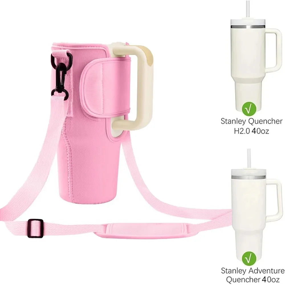 30/40Oz Water Bottle Crossbody Bag — Reusable Cooler Bag with Adjustable Shoulder Strap
