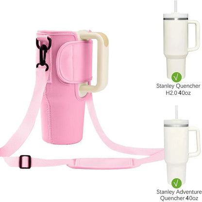 30/40Oz Water Bottle Crossbody Bag — Reusable Cooler Bag with Adjustable Shoulder Strap