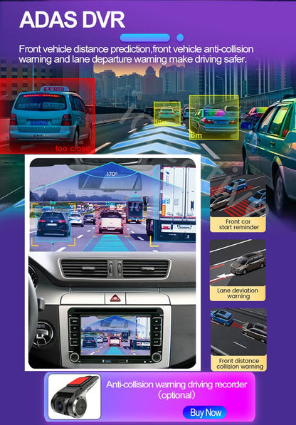 2DIN Android Car Radio for Volkswagen Golf 5/6, Polo, Passat B6/B7, CC, Skoda, Jetta - Multimedia, CarPlay, Wifi & GPS Navigation