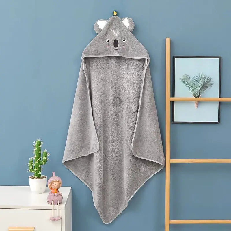 0-3 Years Unisex Baby Bathrobe – Flannel Hooded Cape, Cartoon Design, Newborn Shower Gift, Swaddling Bath Towel for Boys & Girls