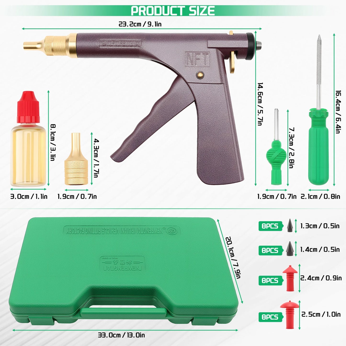 Auto & Motorcycle Tubeless Tire Repair Kit — Puncture Plug Gun for Car & Bike, Air Leak Fix Tool
